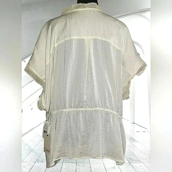 Boho 3XL Cottage Fairy Whimsical Silky Romantic Lace Floral Embroidered Top New - Picture 6 of 8